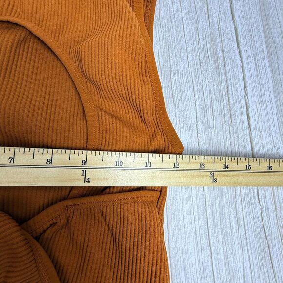 Spiritual Gangster Women's M / L Rust Orange Ribbed Cross Back Sports Crop - Picture 6 of 6